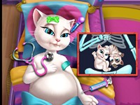 Take care of pregnant Angela in a new and exciting doctor game! She was in an accident and she needs your help. Clean her up, listen to her heartbeat and disinfect the wounds as soon as possible. The X ray will show you Angelas fractures so you can place casts and make her and the little baby kittens feel as good as new.